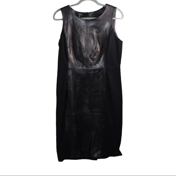 Talbots Dresses & Skirts - Talbots Leather Front A-Line Tank Dress Black 8